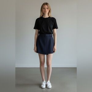 🏷️ NWT Jason Wu Belted Mini Wrap Skirt // Navy